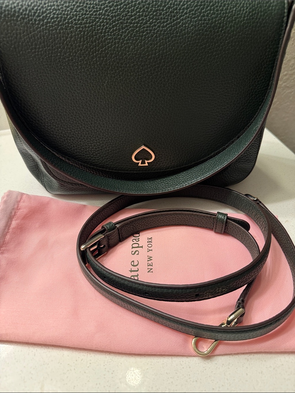 Kate Spade Kailee Medium Flap Crossbody Evergreen Pebbled Leather NWT Rare Green